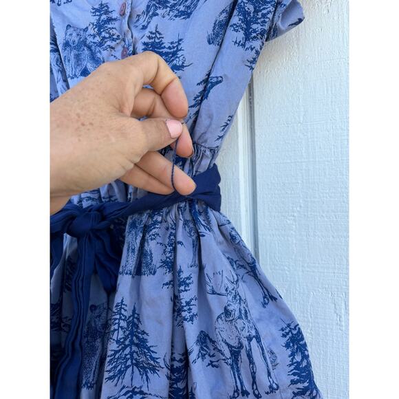Tea Collection Dress, Blue Winter Scene, Holiday‎ Dress, Lined, Size 8 - Picture 10 of 10